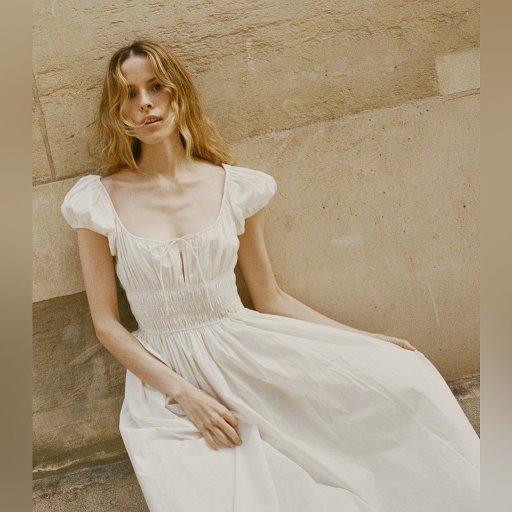 DÔEN Quinn organic cotton-poplin midi dress in 'Salt' - Picture 5 of 17